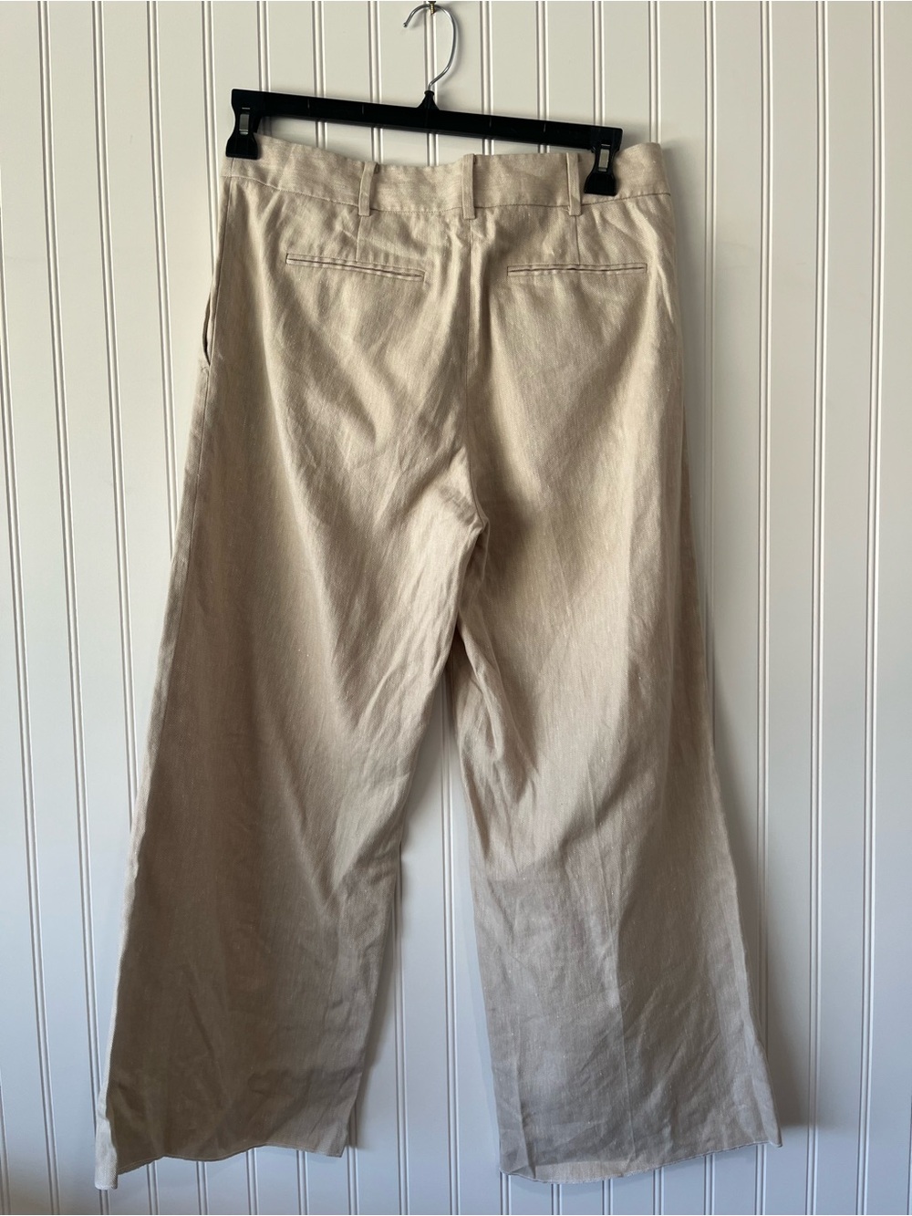 Wide-Leg High-Rise Trousers in Light Beige - Picture 9 of 9